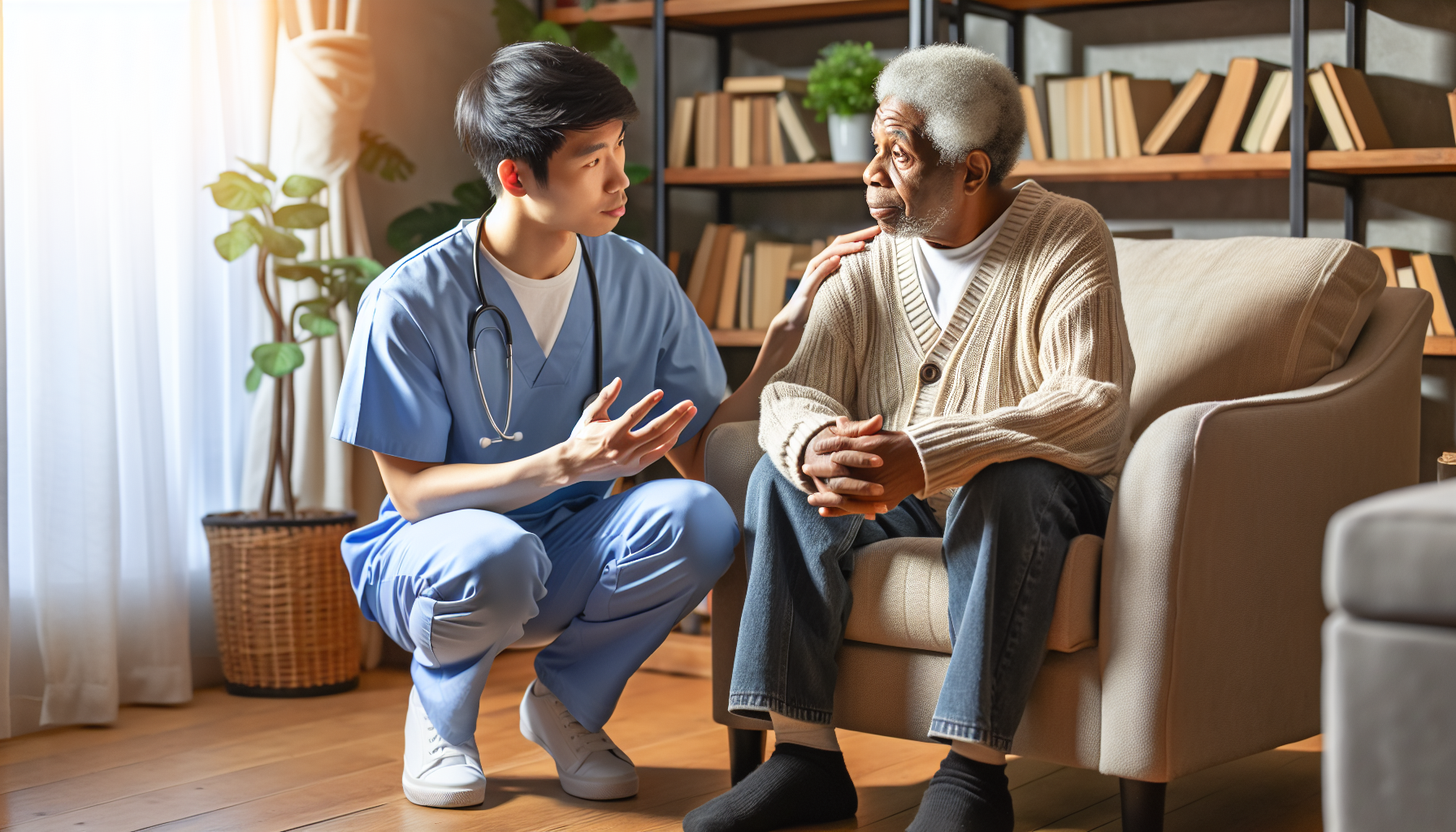 A home health aide communicating effectively with a patient