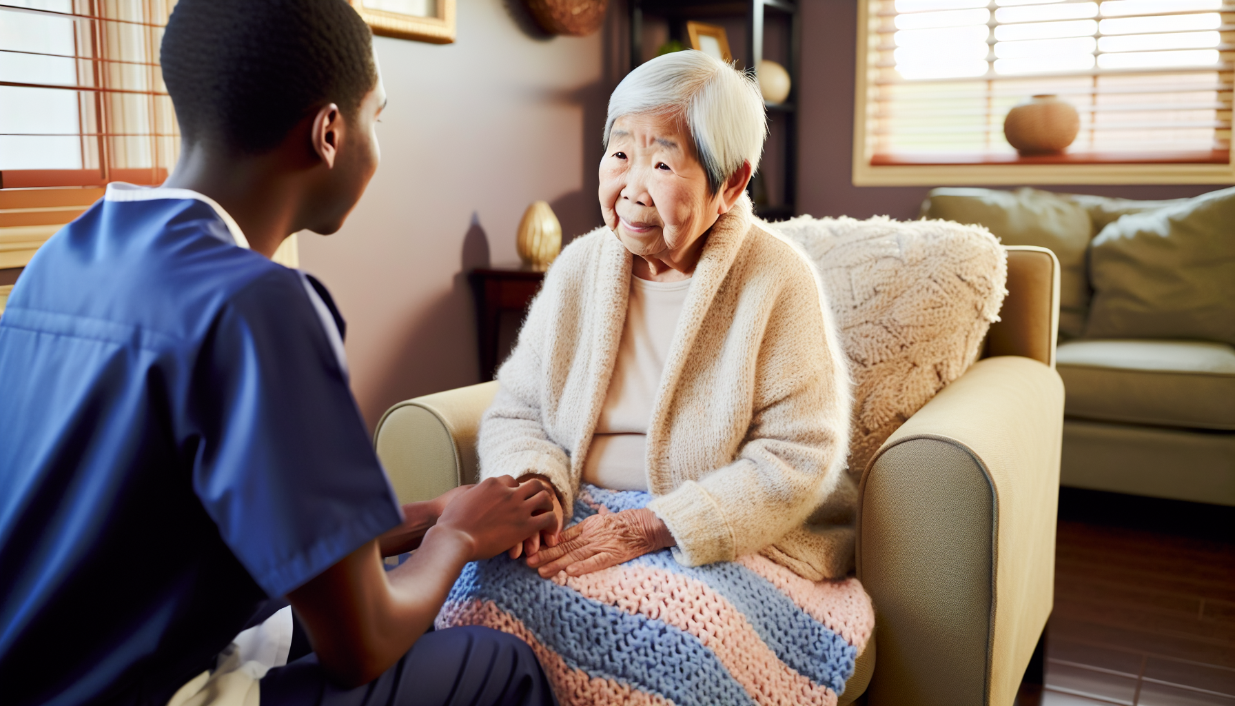 Elderly person receiving home health care