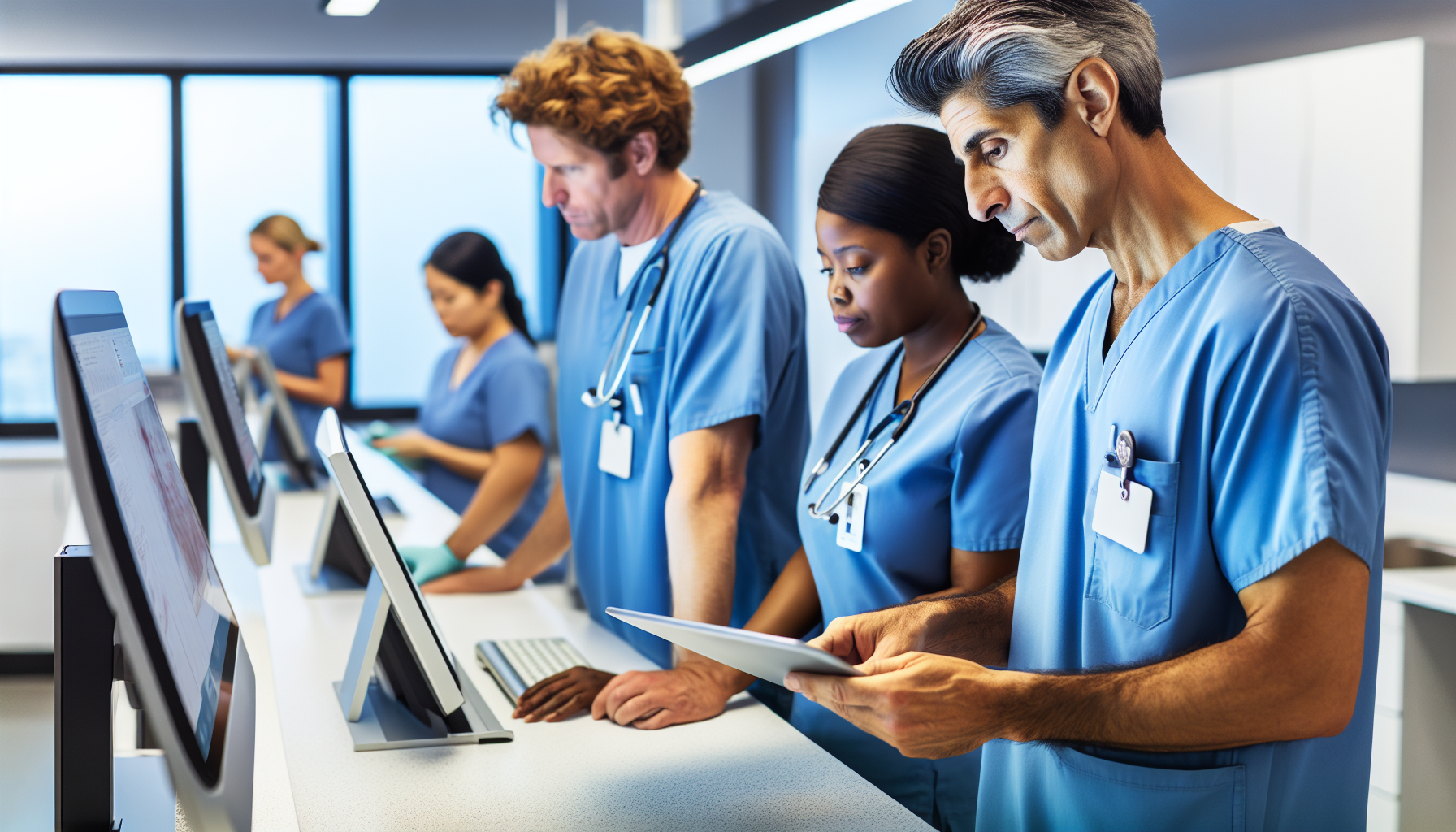 Healthcare professionals using technology to streamline tasks